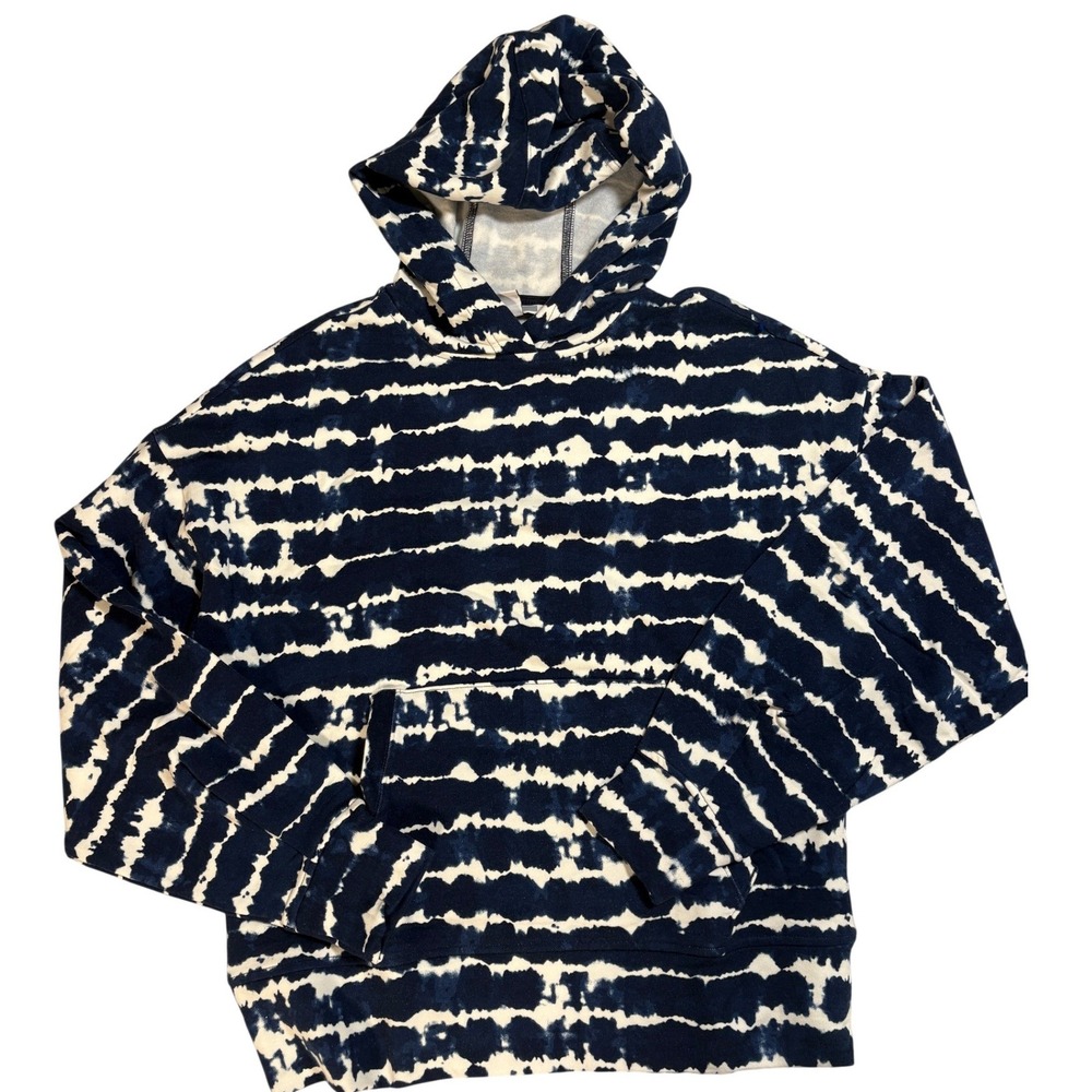 New Athleta Balance Printed Hoodie Navy White Tie Dye Stripe XS 288085